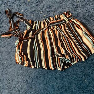 Paper bag shorts with belt